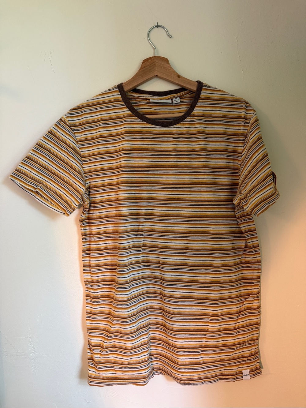 Rhythm Striped Short-Sleeve Tee in Yellow and Brown